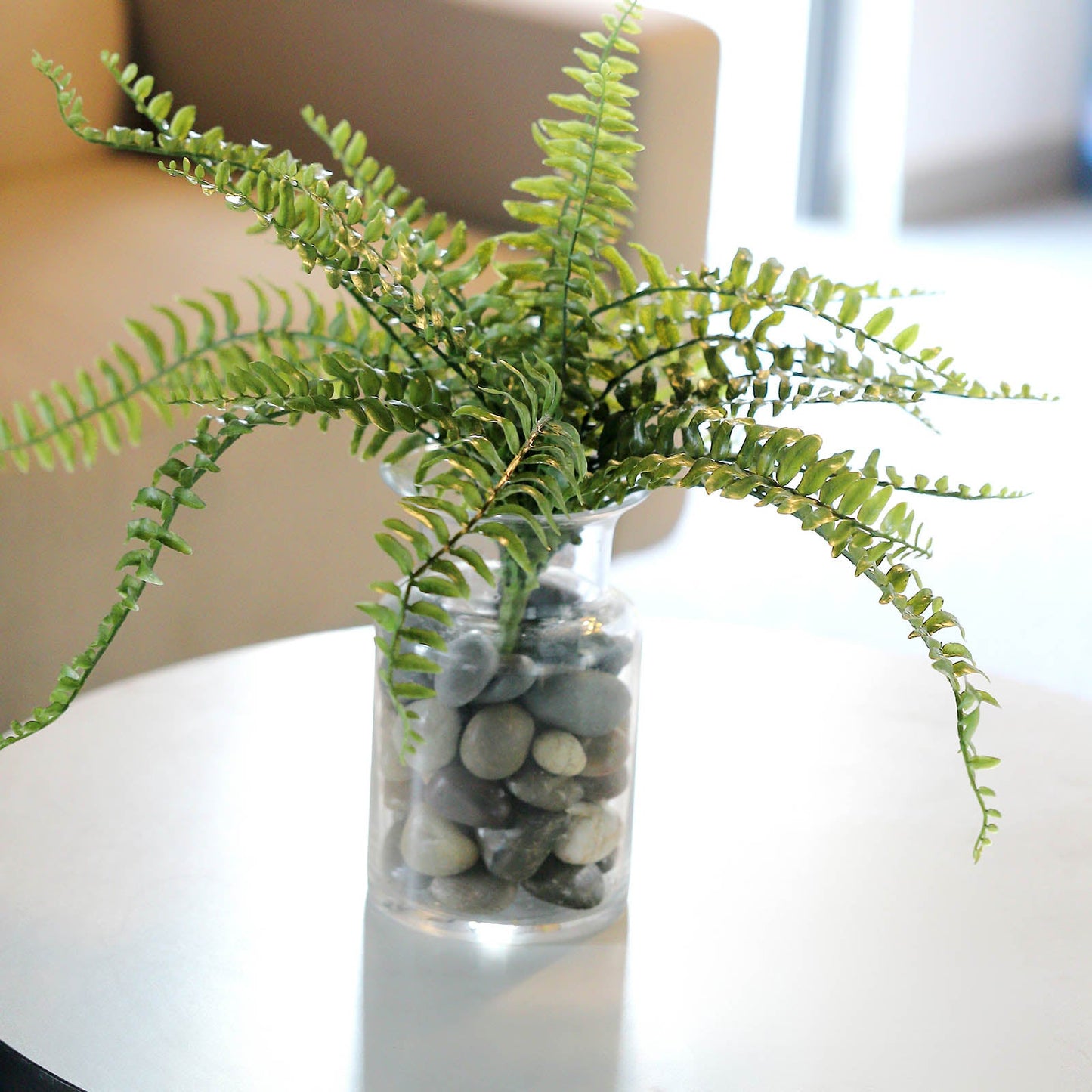 Artificial Boston Fern Green Leaf Plant, Premium Real Touch Indoor Spray 20"