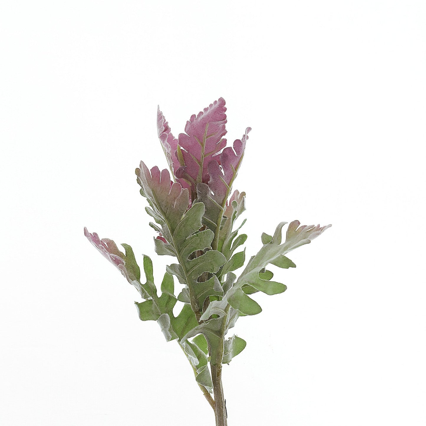 3 Stems Artificial Dusty Miller Leaf Indoor Plant Bush, Faux Greenery