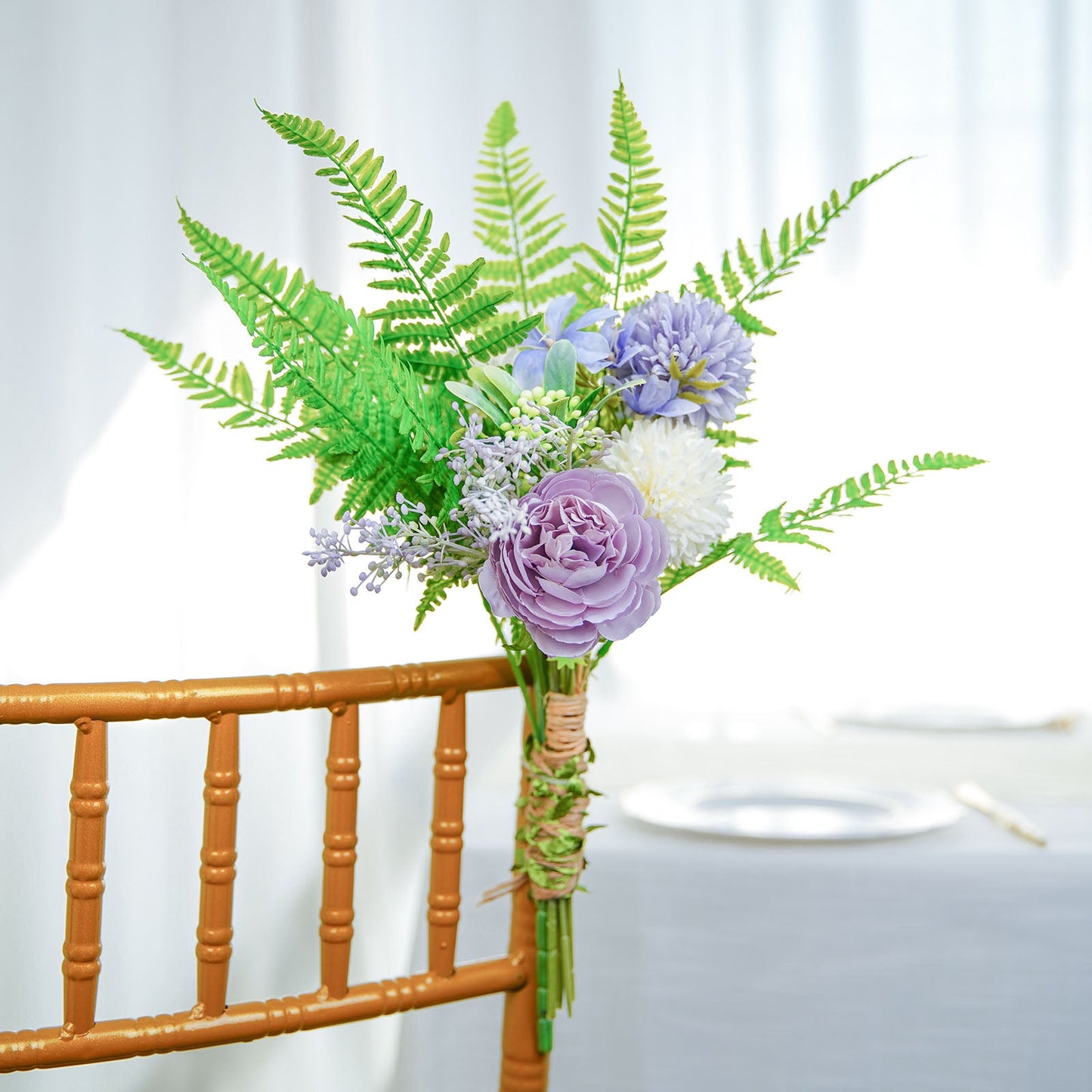2 Stems Green Artificial Boston Fern Leaf Plant Indoor Faux Spray 19"