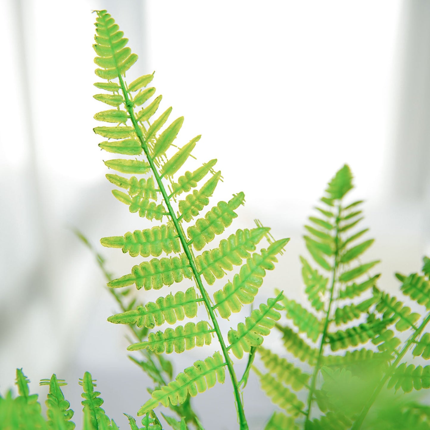 2 Stems Green Artificial Boston Fern Leaf Plant Indoor Faux Spray 19"