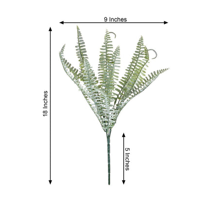 2 Stems Frosted Green Artificial Boston Fern Leaf Plant Indoor Spray