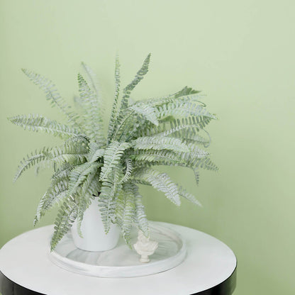 2 Stems Frosted Green Artificial Boston Fern Leaf Plant Indoor Spray