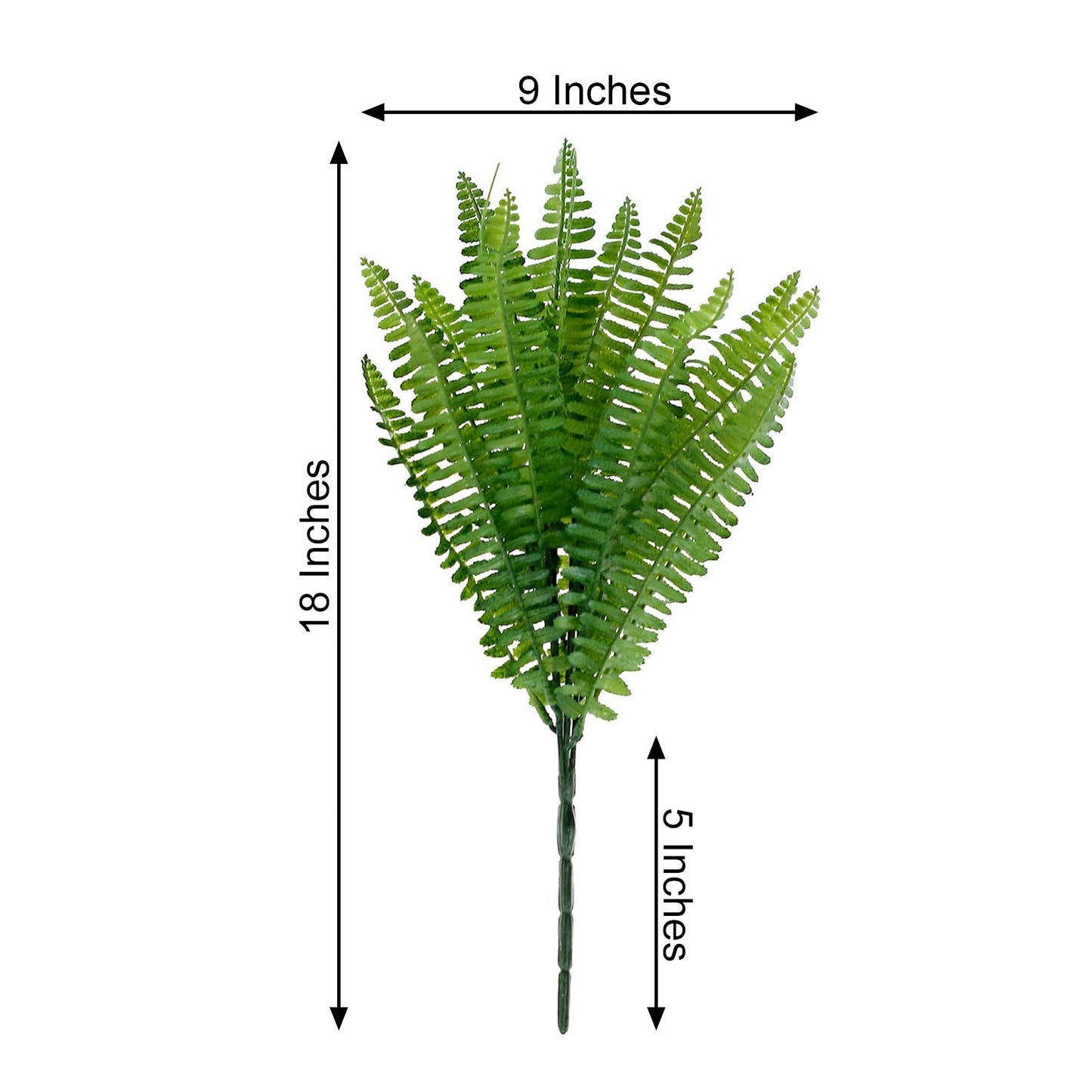 2 Stems Green Artificial Boston Fern Leaf Plant Indoor Faux Spray 18"