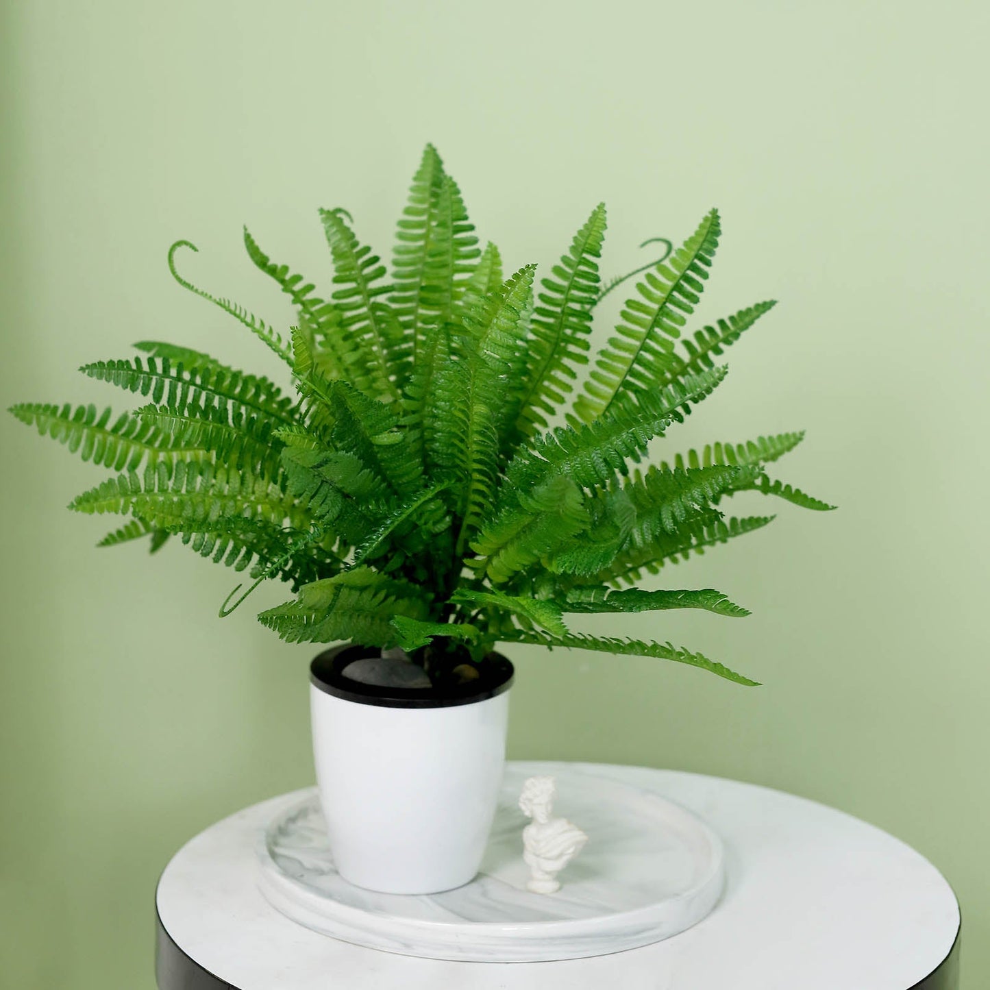 2 Stems Green Artificial Boston Fern Leaf Plant Indoor Faux Spray 18"
