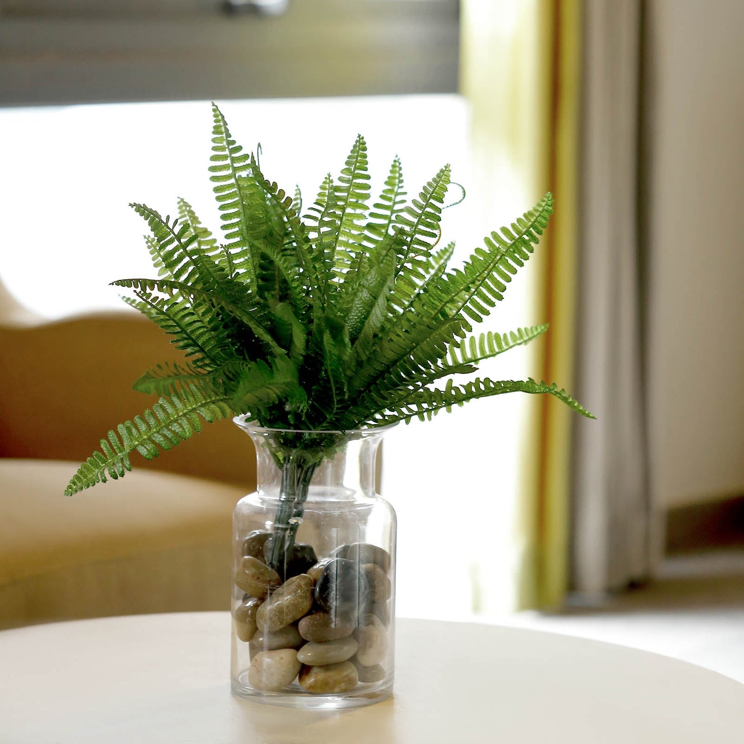 2 Stems Green Artificial Boston Fern Leaf Plant Indoor Faux Spray 18"