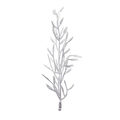 25 Pack Mini Metallic Silver Artificial Fern Leaf Branch Stems, Flower Vase Filler For Floating Candle Centerpieces 6"