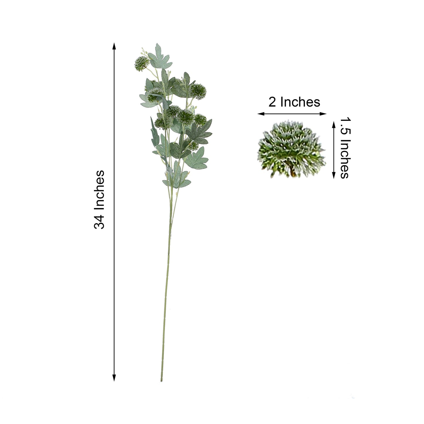 Artificial Globe Thistle Flower Spray, Faux Stem Floor Vase Decor 34" Tall