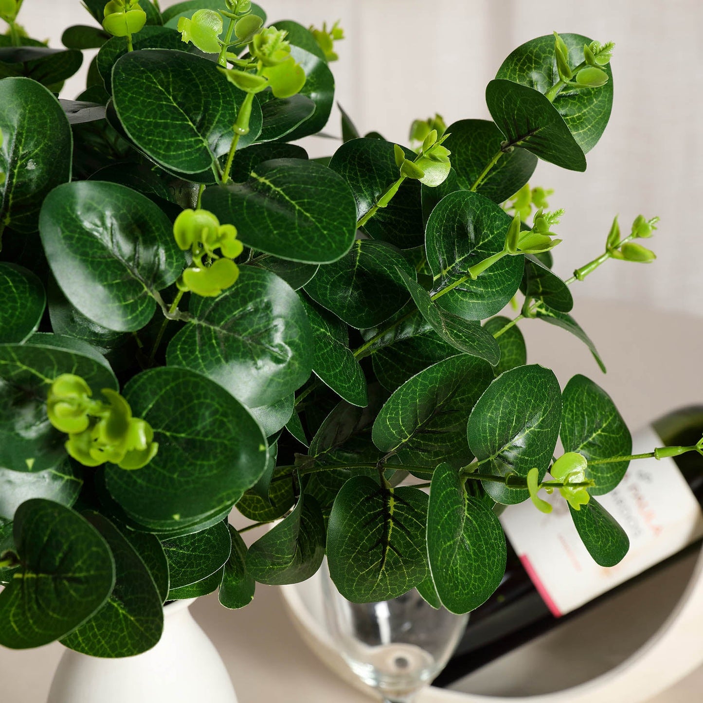 2 Bushes Dark Green Artificial Eucalyptus Branch Bouquet Plants 19"