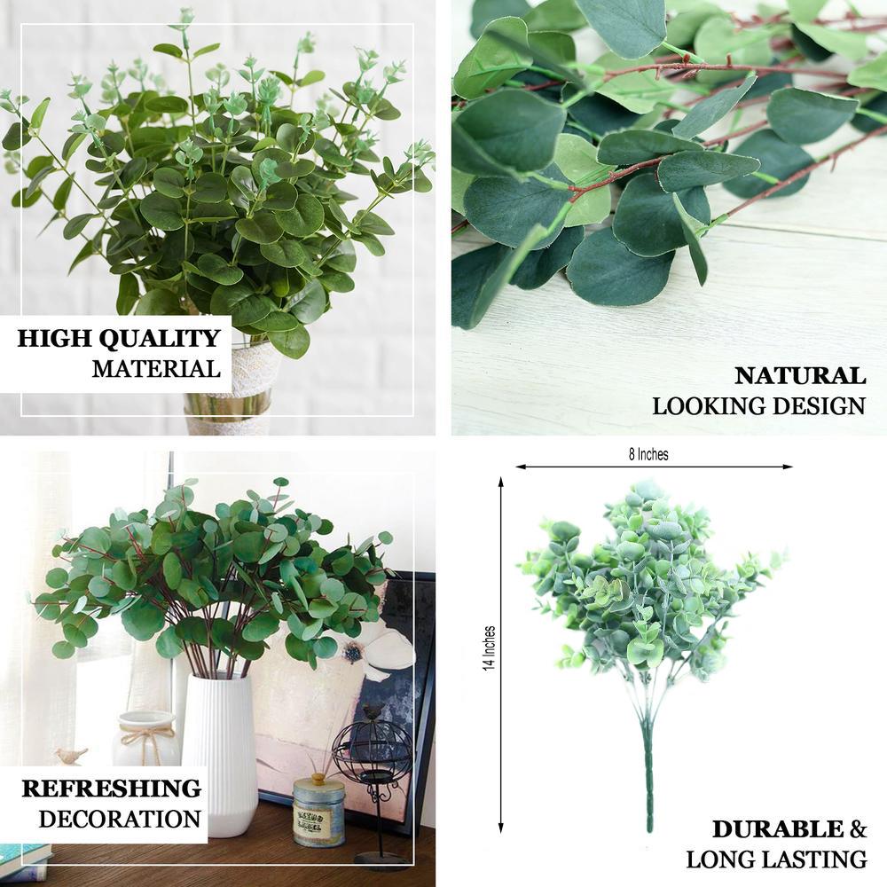 3 Stems Artificial Eucalyptus Bush, Faux Greenery Bouquet Plants 13"