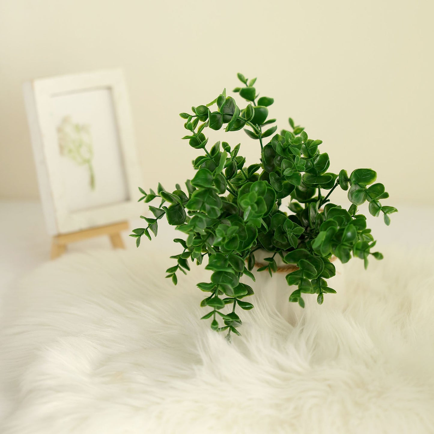 3 Stems Artificial Eucalyptus Bush, Faux Greenery Bouquet Plants 13"