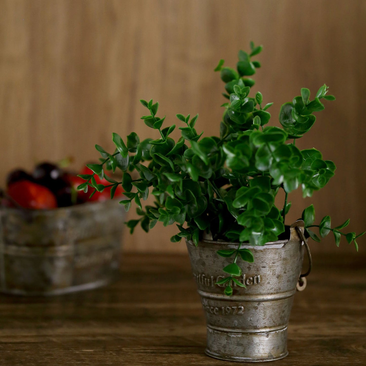 3 Stems Artificial Eucalyptus Bush, Faux Greenery Bouquet Plants 13"