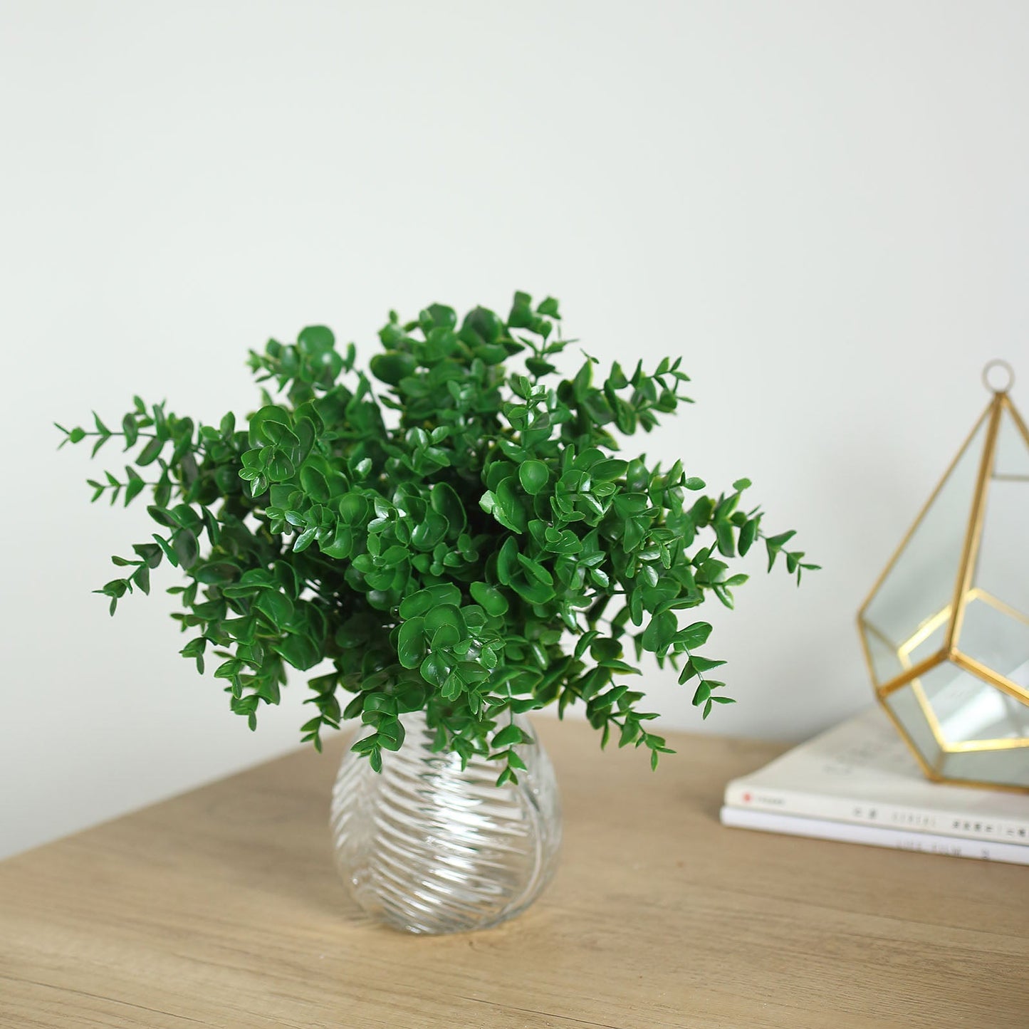 3 Stems Artificial Eucalyptus Bush, Faux Greenery Bouquet Plants 13"
