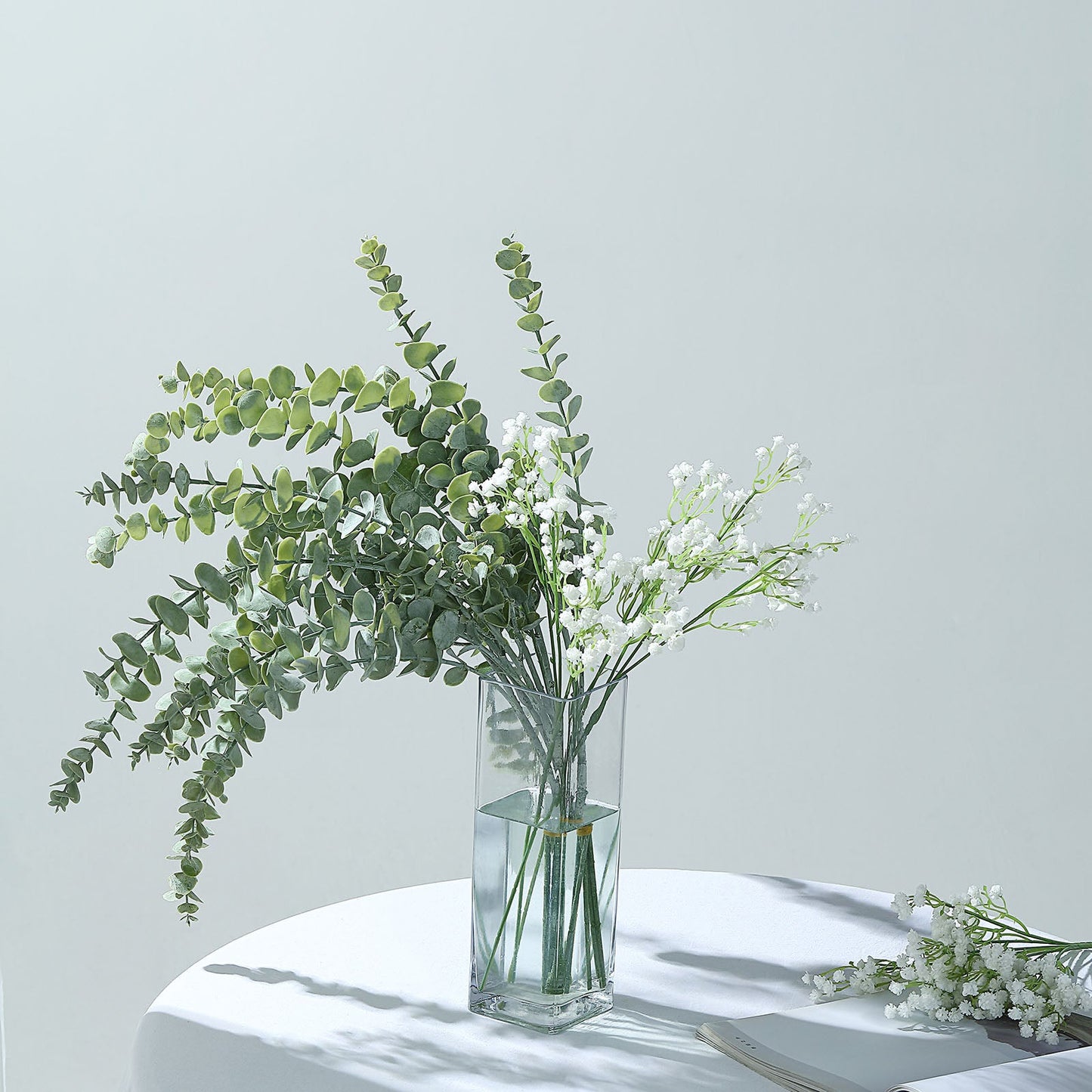 3 Bushes Frosted Green Artificial Eucalyptus Branches Faux Plant 30"