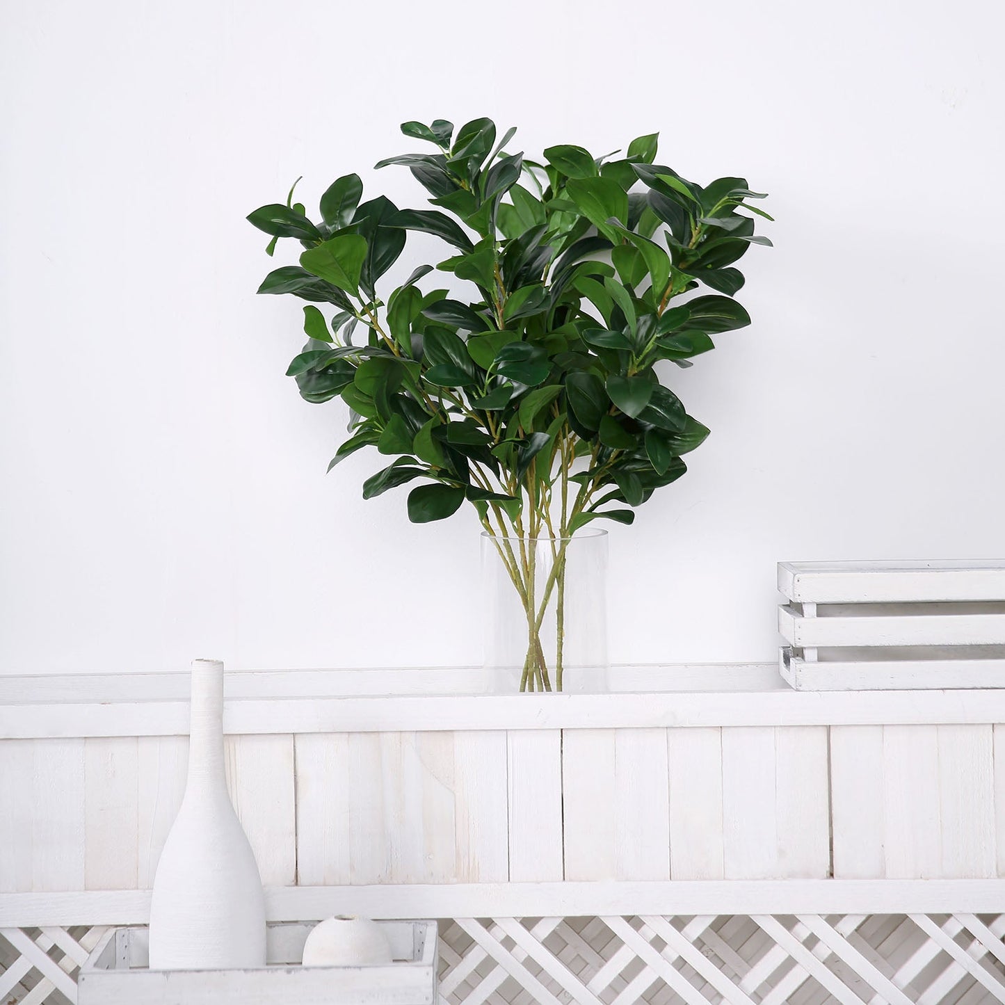 2 Stems Green Artificial Lemon Leaf Branches Faux Greenery Plant 26"
