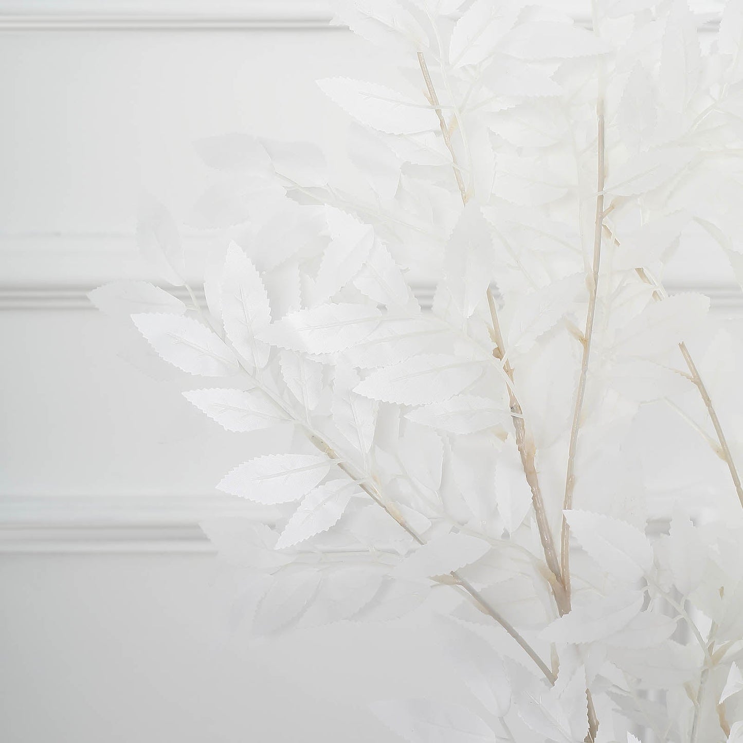 2 Bushes White Artificial Silk Plant Stem Vase Fillers, Faux Beech Leaf Branches 42" Tall