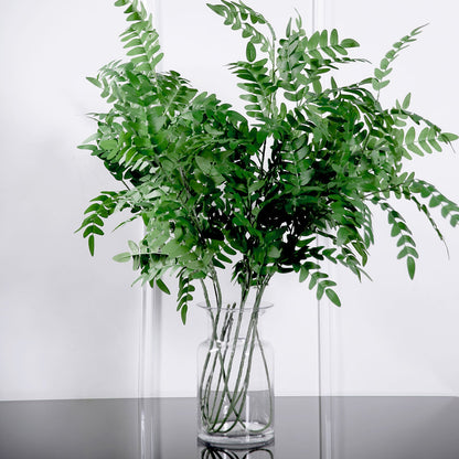 2 Bushes Light Green Artificial Silk Plant Stem Vase Fillers, Faux Honey Locust Branches 42" Tall