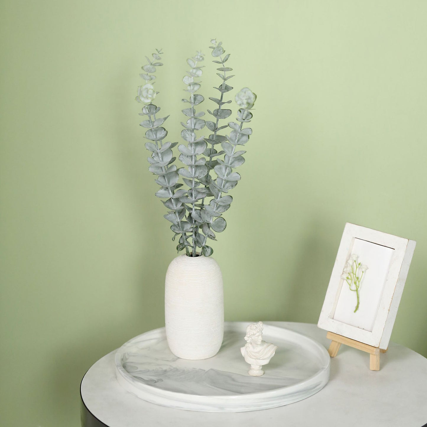 30 Stems Frosted Green Artificial Eucalyptus Sprays, Faux Plants 17"