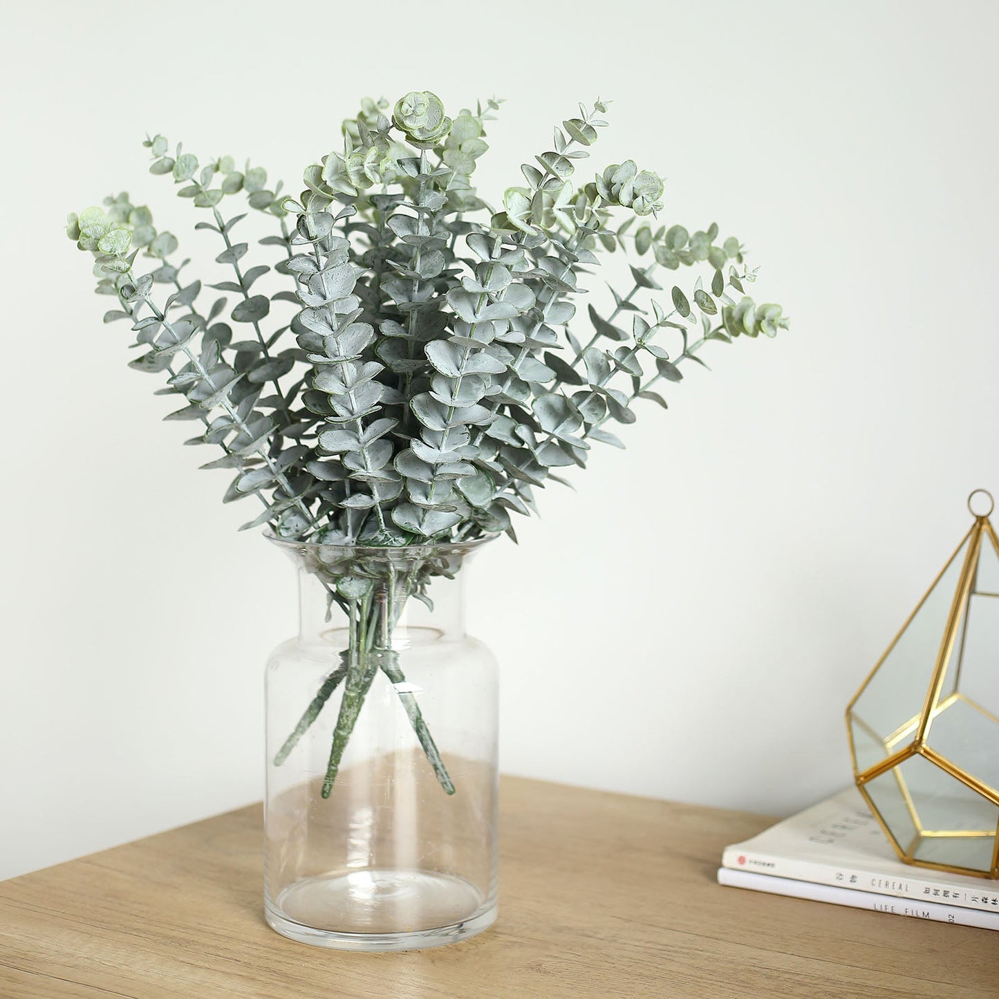 30 Stems Frosted Green Artificial Eucalyptus Sprays, Faux Plants 17"