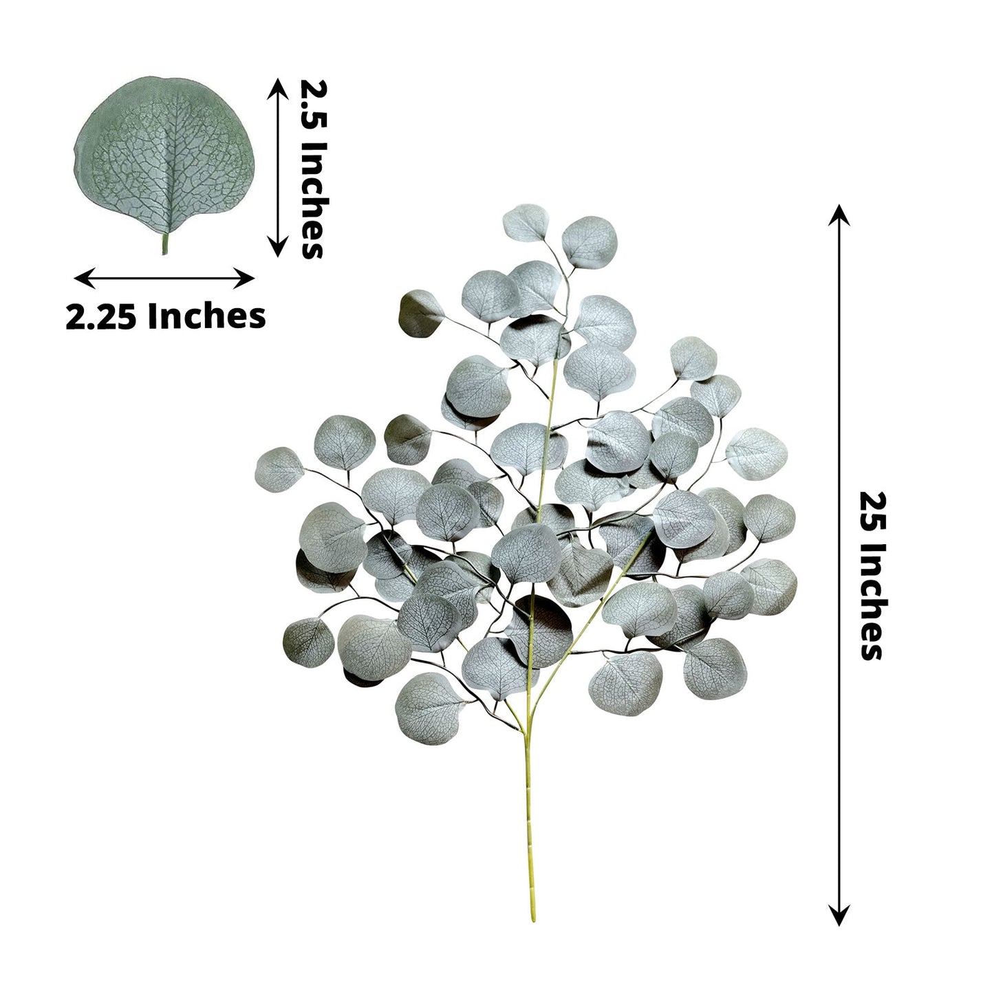 4 Pack Real Touch Frosted Green Artificial Silk Eucalyptus Leaf Stems 25"