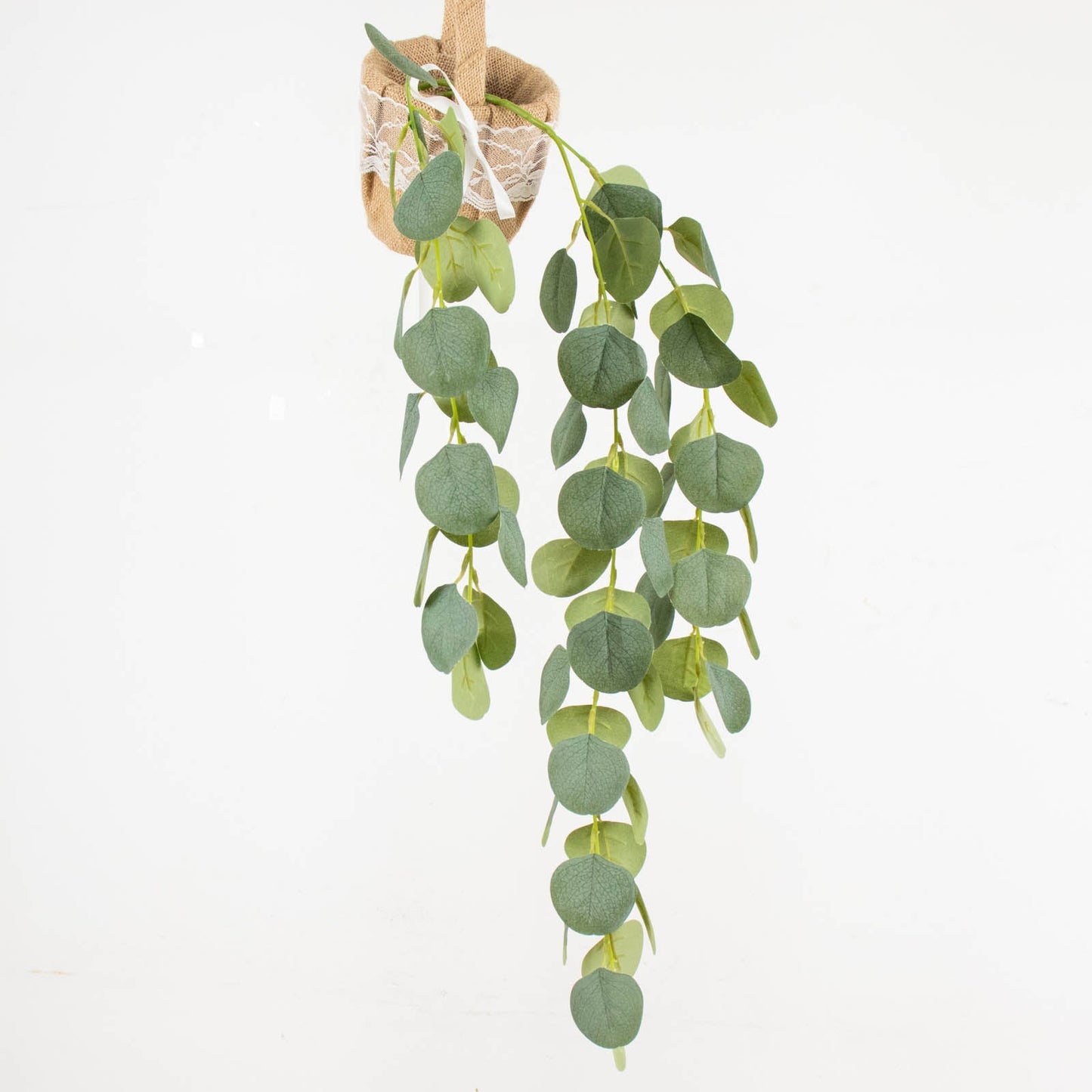 3 Pack Green Real Touch Hanging Artificial Plant Eucalyptus Stems, Silk Silver Dollar Indoor Leaf Sprays 41"