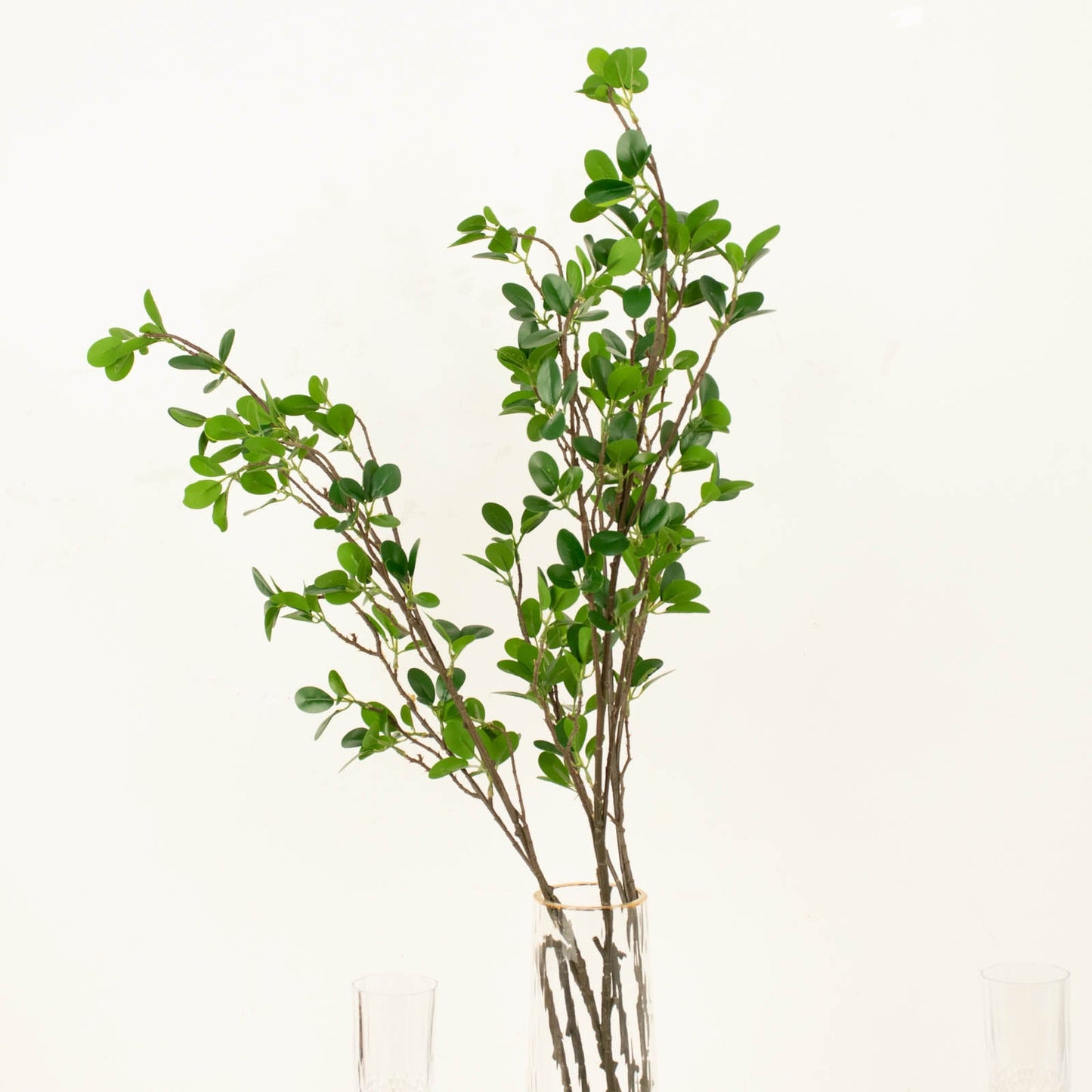 3 Pack Faux Leaf Branches, Artificial Green Petal Branches Leaf Spray 43"
