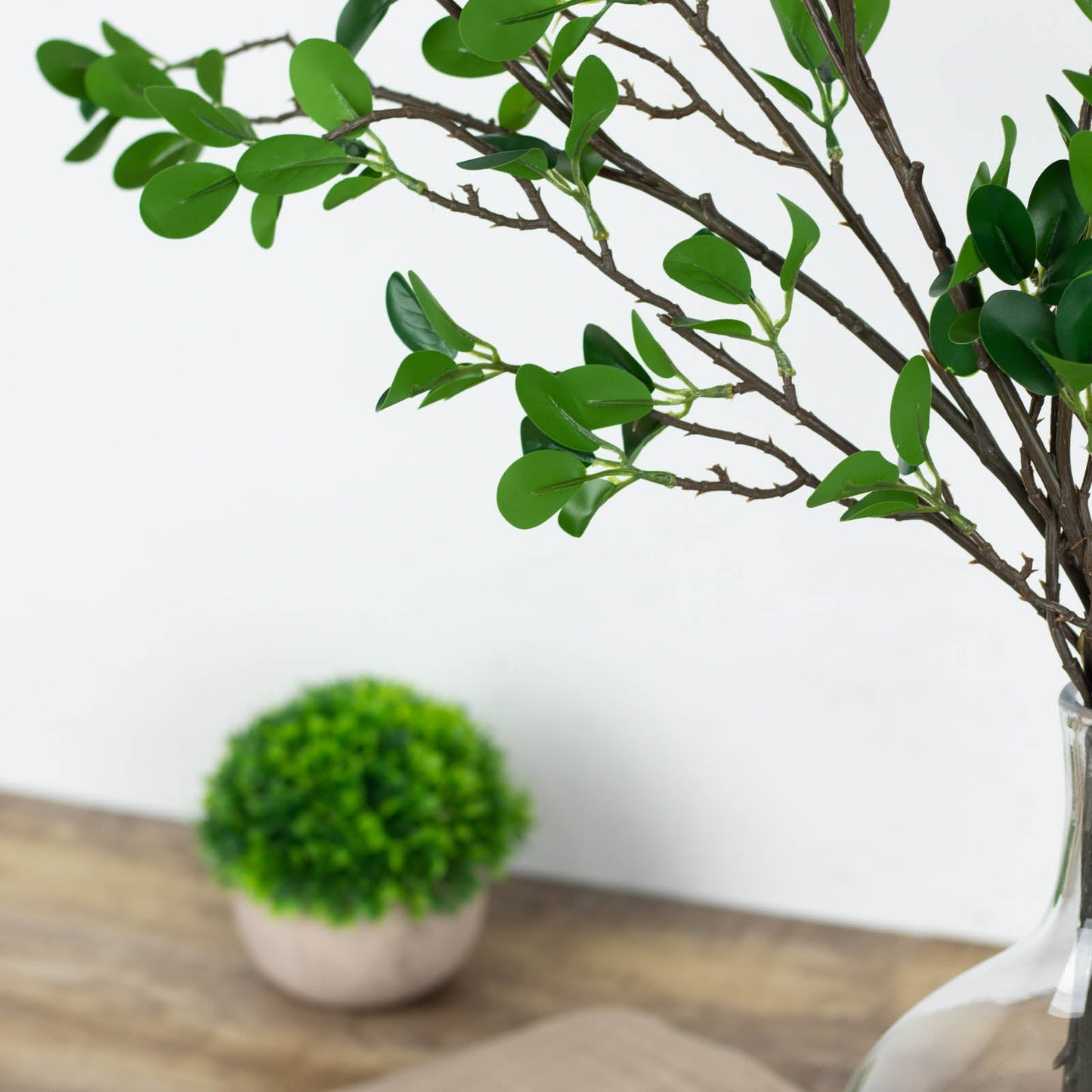 3 Pack Faux Leaf Branches, Artificial Green Petal Branches Leaf Spray 43"