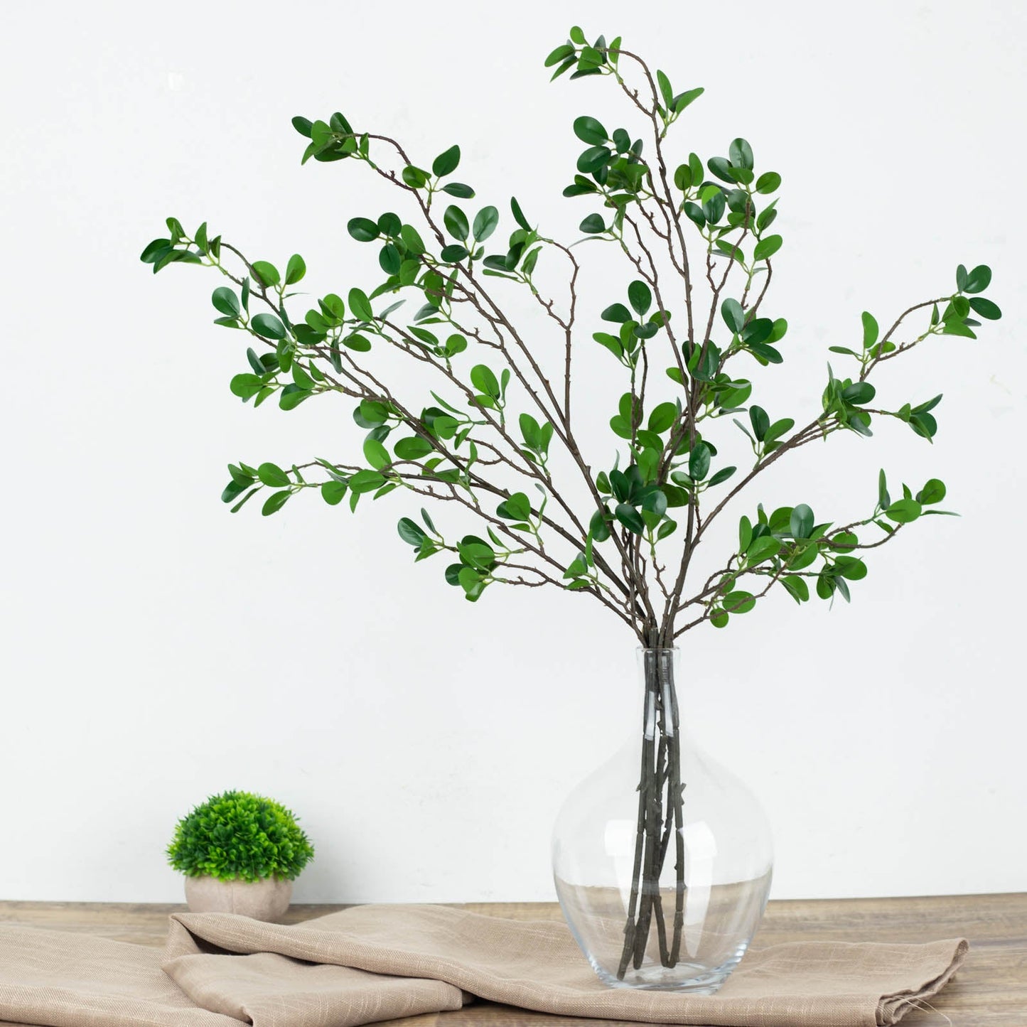 3 Pack Faux Leaf Branches, Artificial Green Petal Branches Leaf Spray 43"