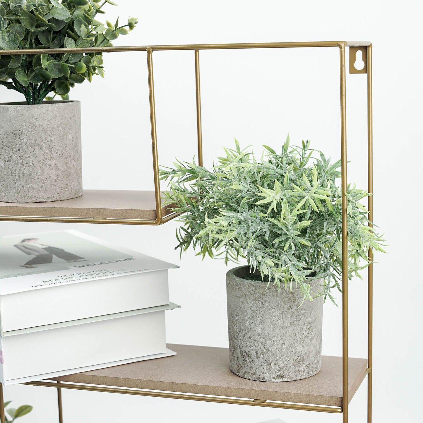 3 Plant Set Mini Potted Artificial Eucalyptus, Rosemary and Boxwood Faux Planter Collection 9"