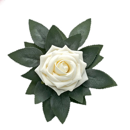 100 Pack Frosted Green Bulk Rose Leaves Artificial Greenery Fake Rose Flower Leaves for DIY Wreath Garlands