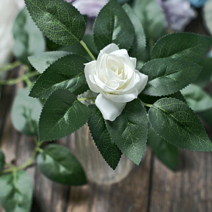100 Pack Green Bulk Rose Leaves Artificial Greenery Fake Rose Flower Leaves for DIY Wreath Garlands