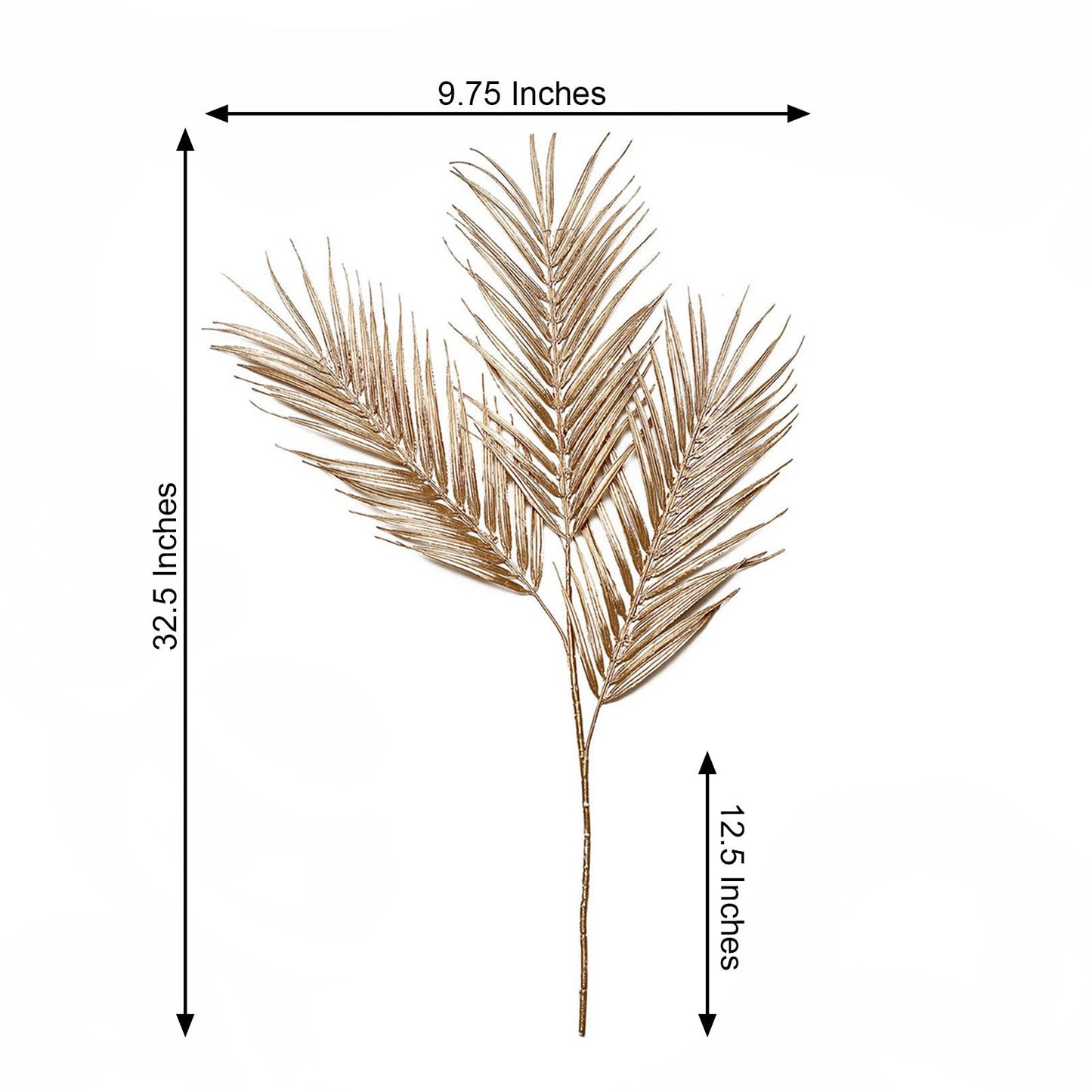 2 Stems Metallic Gold Artificial Palm Leaf Branch Vase Filler 32"