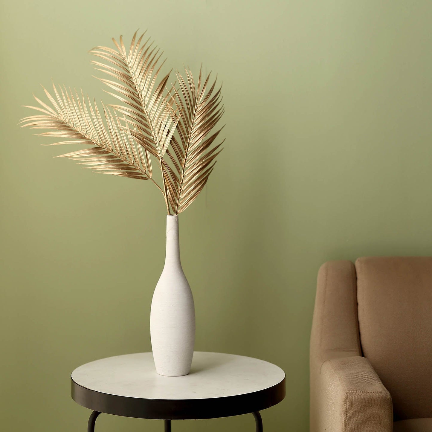 2 Stems Metallic Gold Artificial Palm Leaf Branch Vase Filler 32"