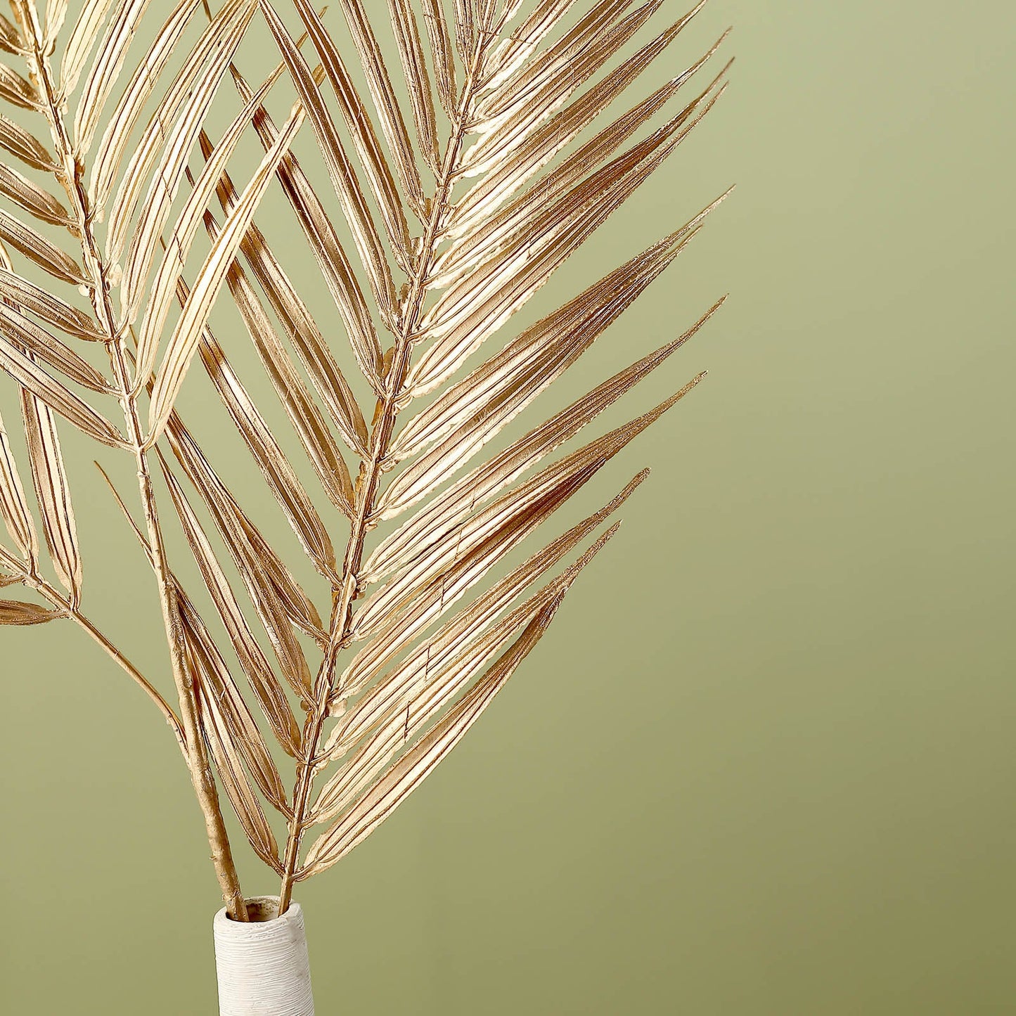 2 Stems Metallic Gold Artificial Palm Leaf Branch Vase Filler 32"