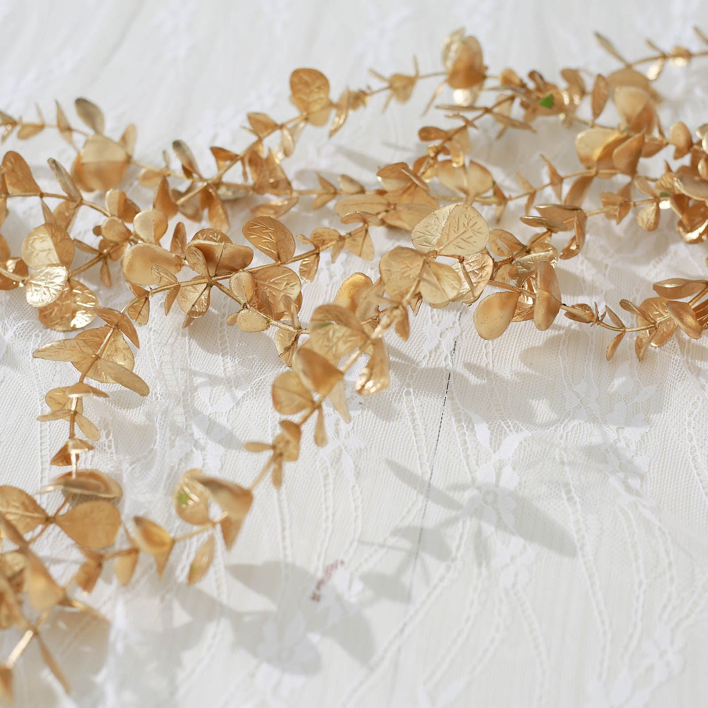 Metallic Gold Artificial Eucalyptus Leaf Garland, Faux Vine 4ft