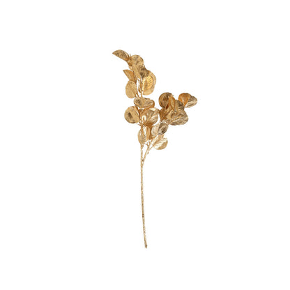 2 Pack Metallic Gold Artificial Round Eucalyptus Leaf Branches, Faux Decorative Bouquets 27"