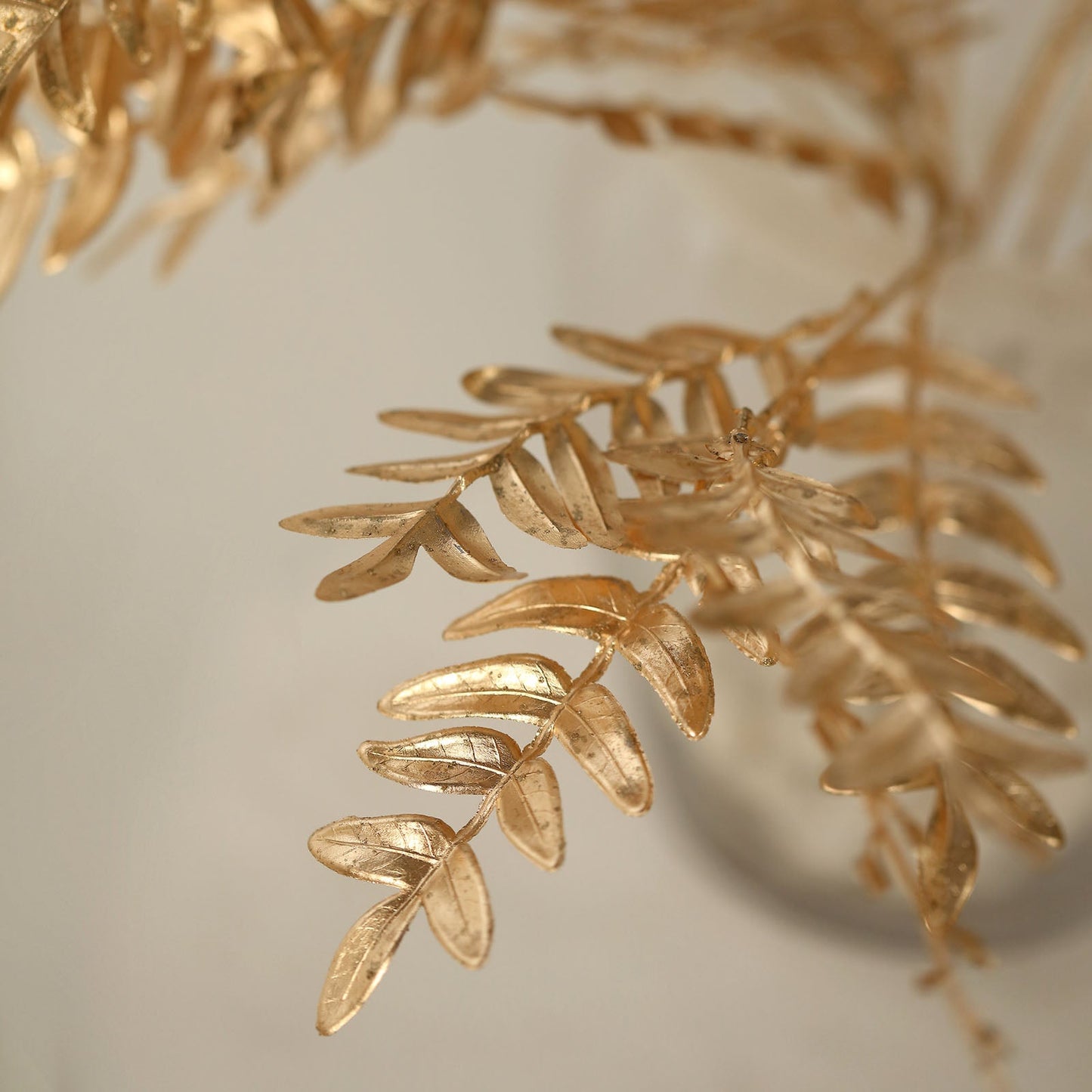2 Pack Metallic Gold Artificial Fern Leaf Branches, Faux Decorative Bouquets 21"