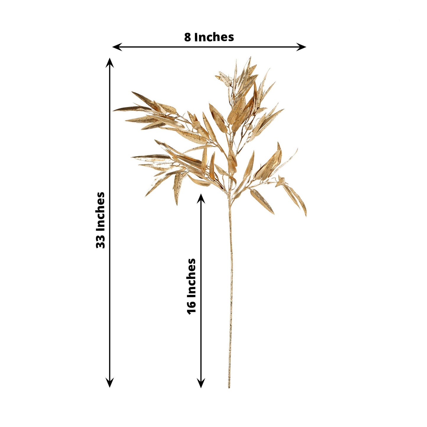 2 Pack Shiny Metallic Gold Faux Plant Arrangement Floral Stems, Artificial Bamboo Leaf Branches 33"