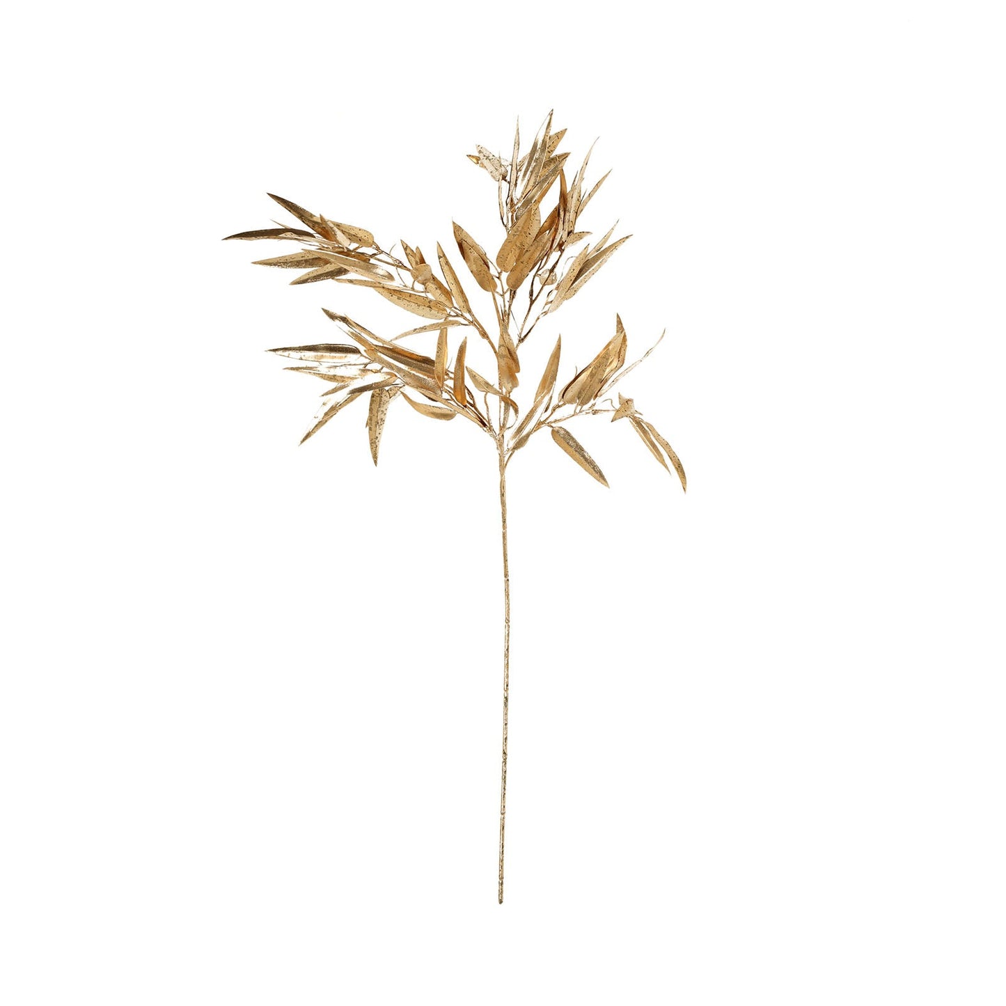 2 Pack Shiny Metallic Gold Faux Plant Arrangement Floral Stems, Artificial Bamboo Leaf Branches 33"