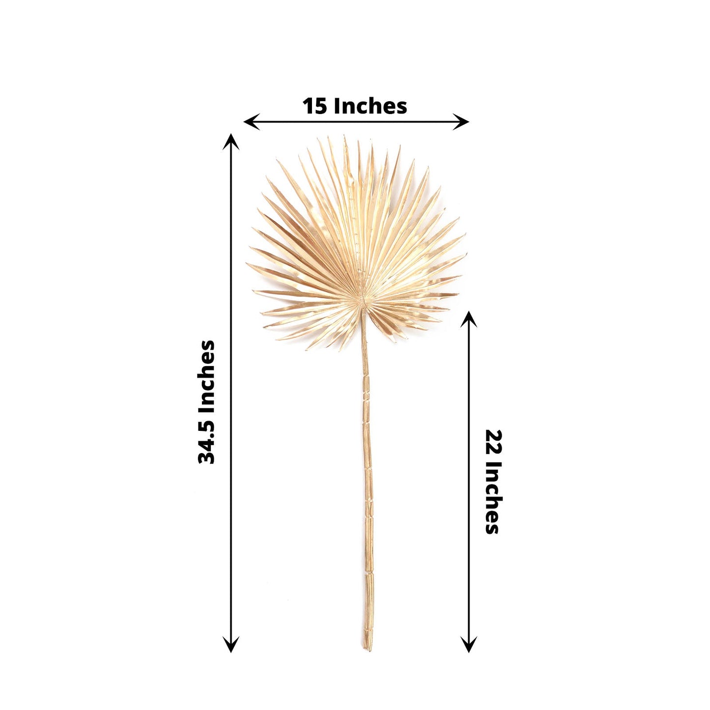 2 Pack Shiny Golden Artificial Tropical Plant Fan Palm Leaf Stems, Faux Floral Arrangements Table Centerpiece Decor 34"