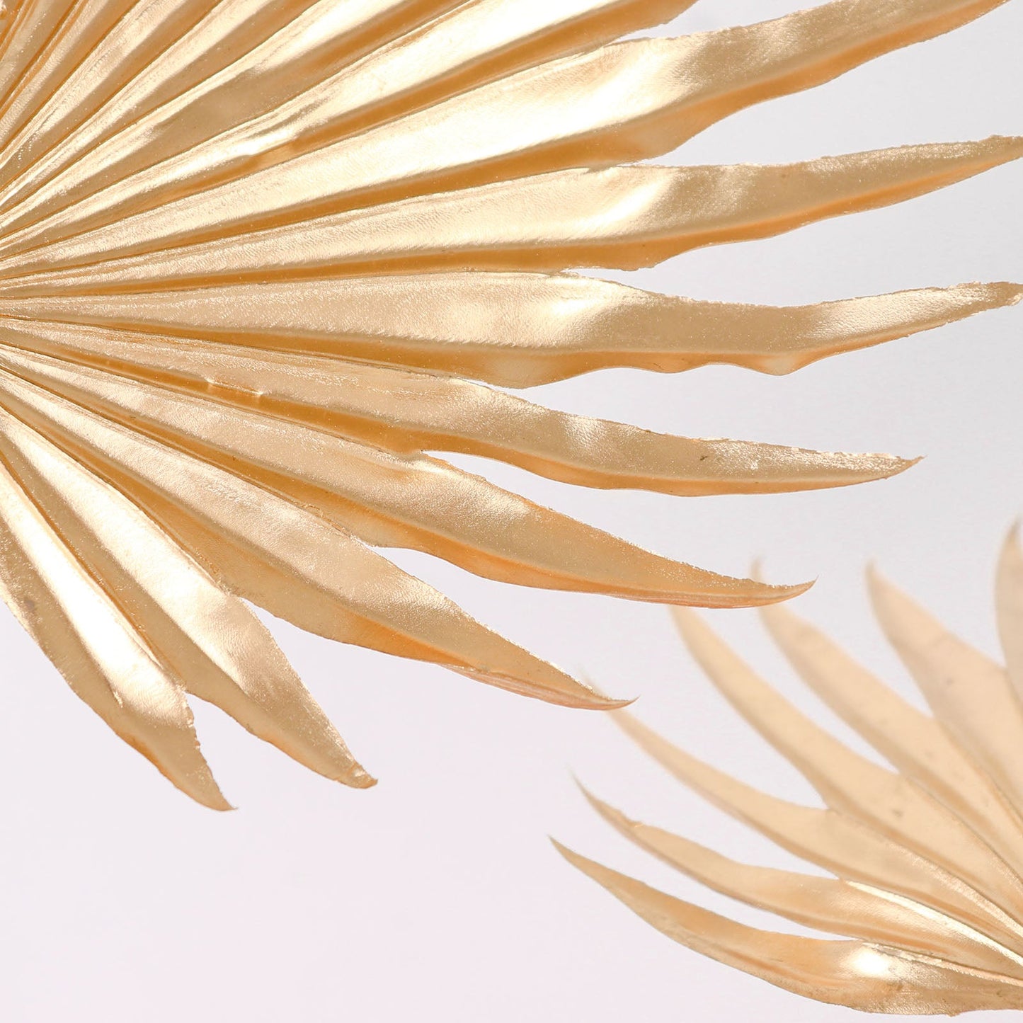 2 Pack Shiny Golden Artificial Tropical Plant Fan Palm Leaf Stems, Faux Floral Arrangements Table Centerpiece Decor 34"