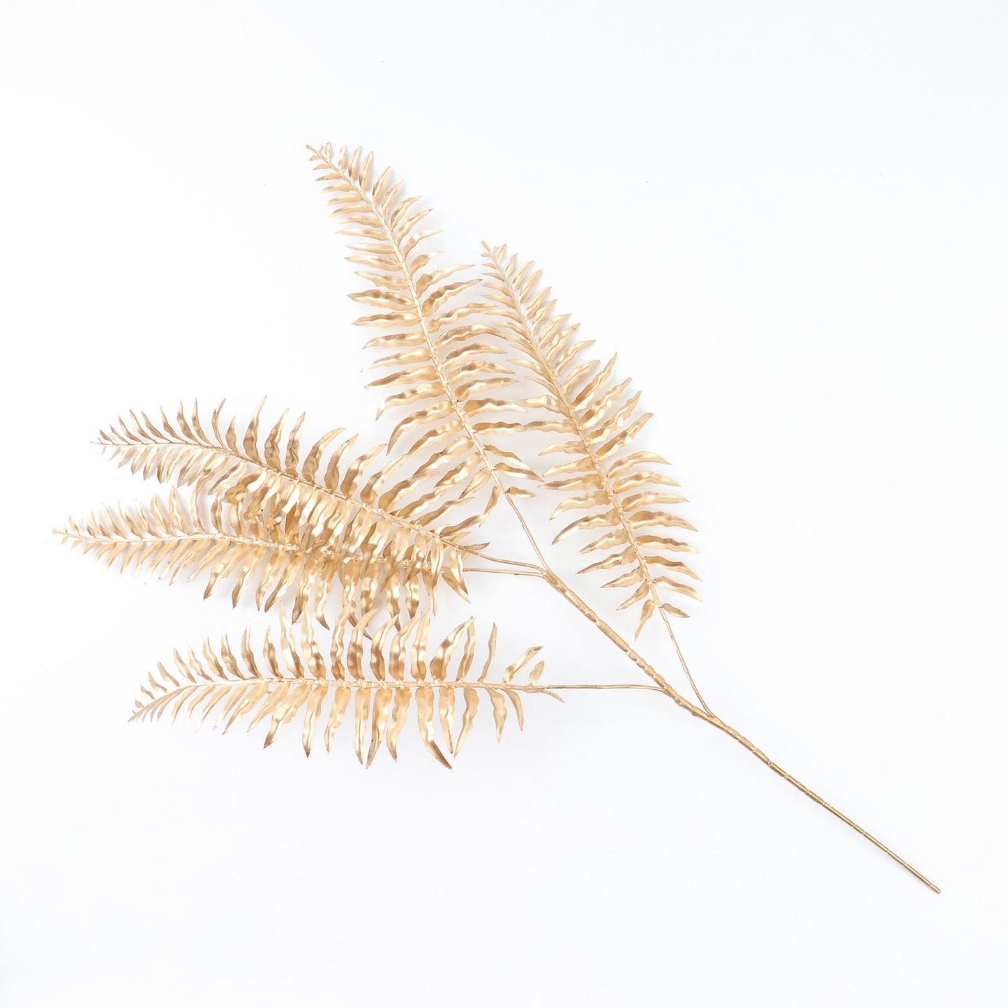 2 Pack Shiny Golden Artificial Tropical Plant Fern Leaf Stems, Faux Leaves Floral Arrangements Table Centerpiece Decor 29"