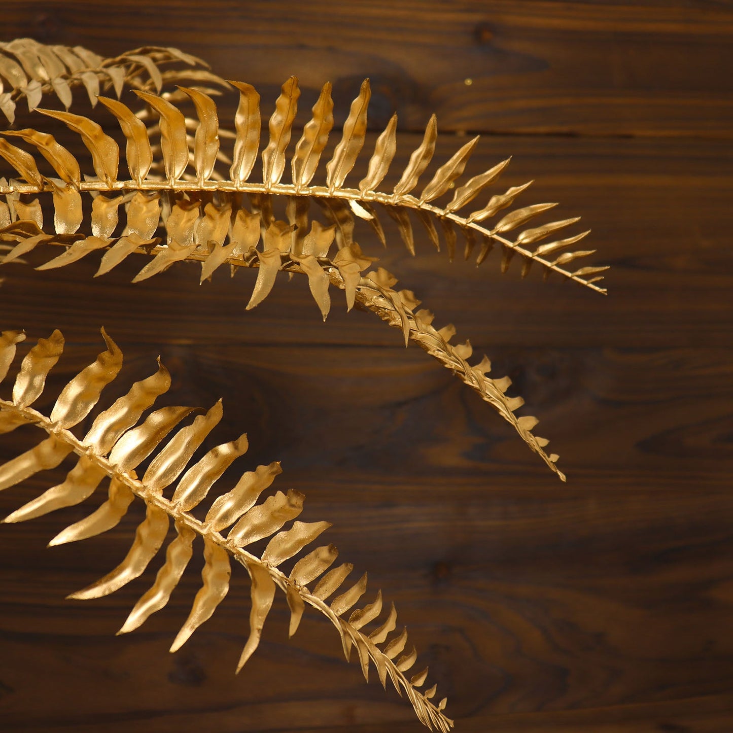 2 Pack Shiny Golden Artificial Tropical Plant Fern Leaf Stems, Faux Leaves Floral Arrangements Table Centerpiece Decor 29"