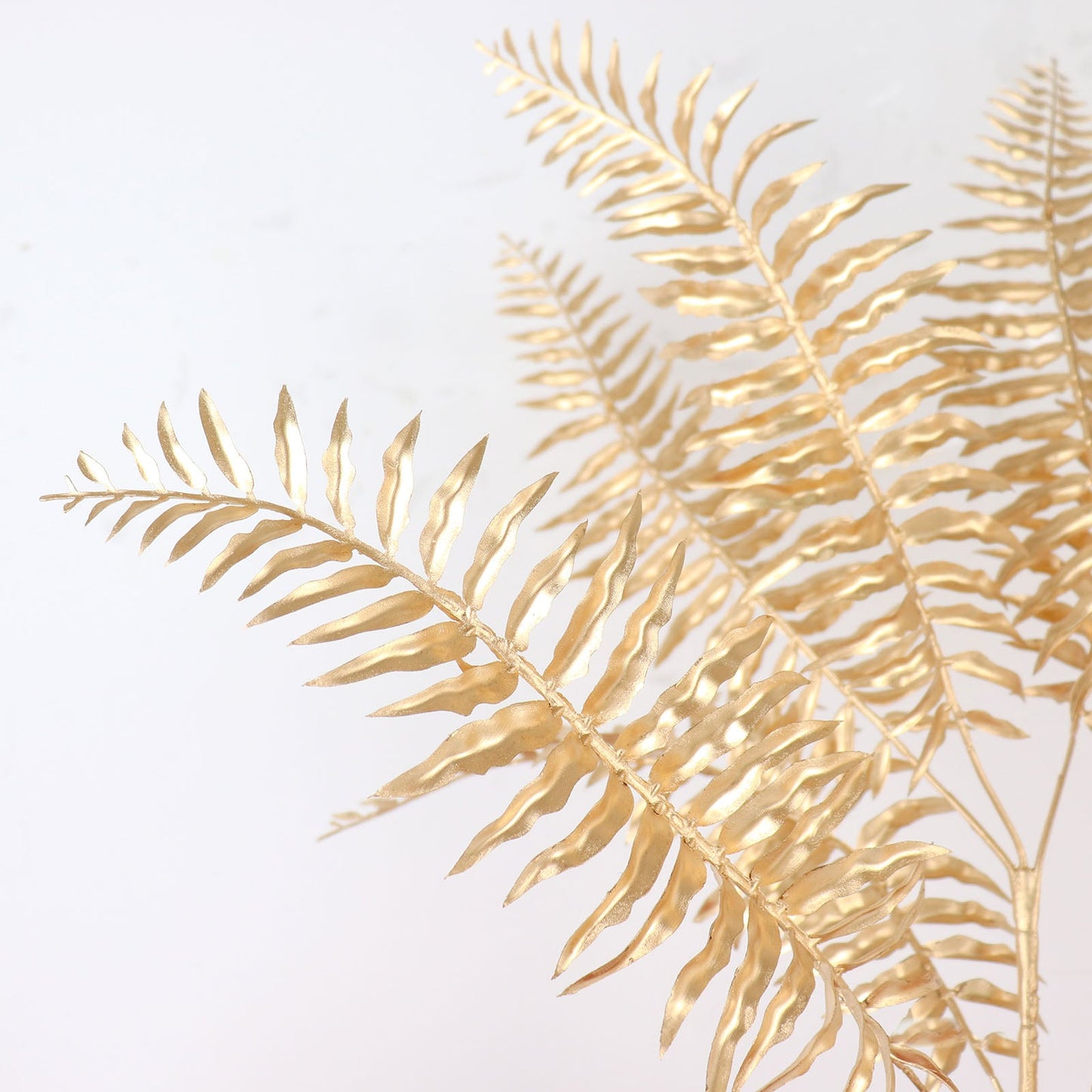 2 Pack Shiny Golden Artificial Tropical Plant Fern Leaf Stems, Faux Leaves Floral Arrangements Table Centerpiece Decor 29"
