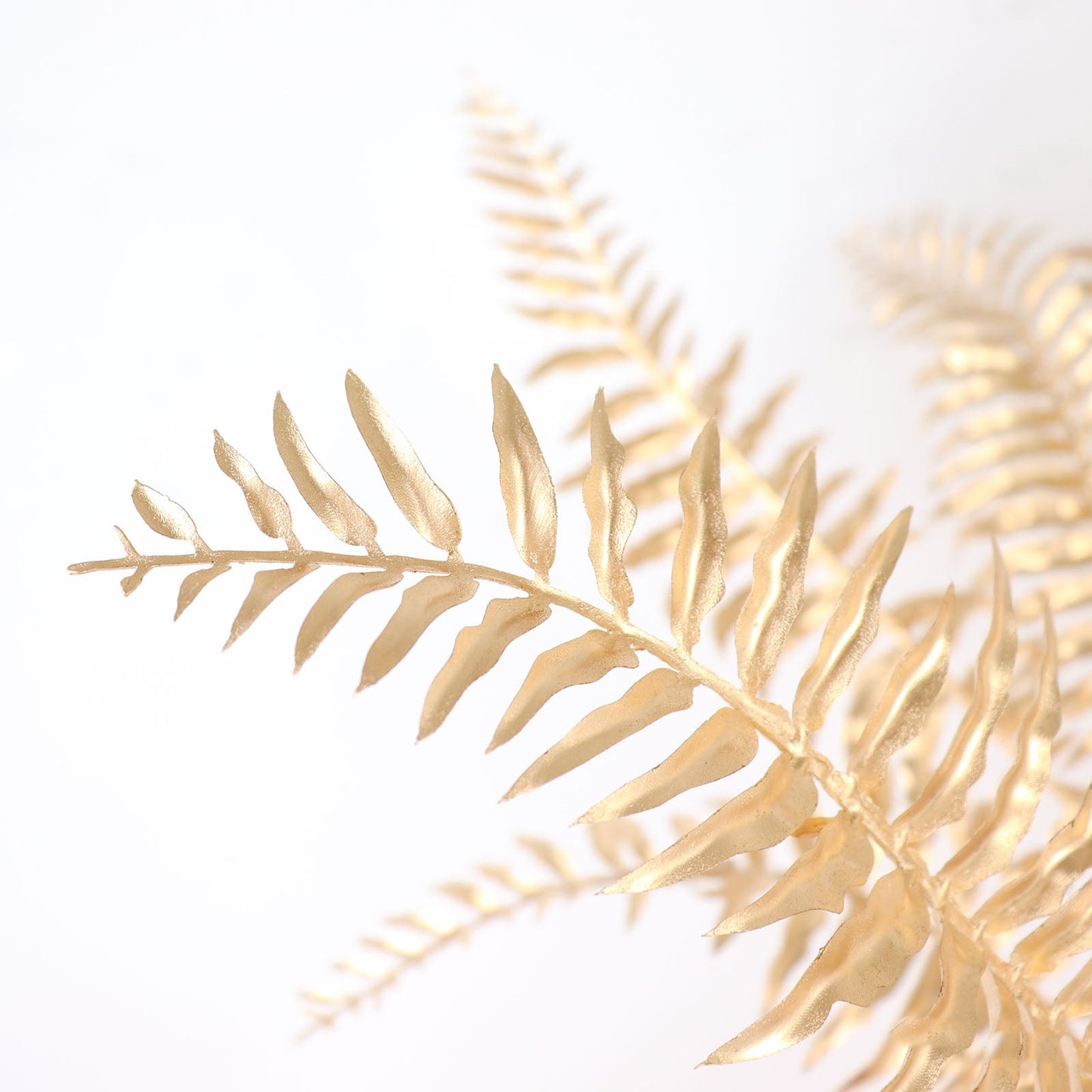 2 Pack Shiny Golden Artificial Tropical Plant Fern Leaf Stems, Faux Leaves Floral Arrangements Table Centerpiece Decor 29"