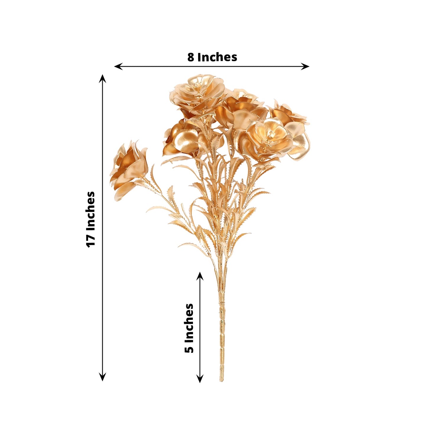 2 Pack Metallic Gold Artificial Rose Bloomed Flower Bouquet, Open Flower Floral Arrangement Holiday Decor 17"