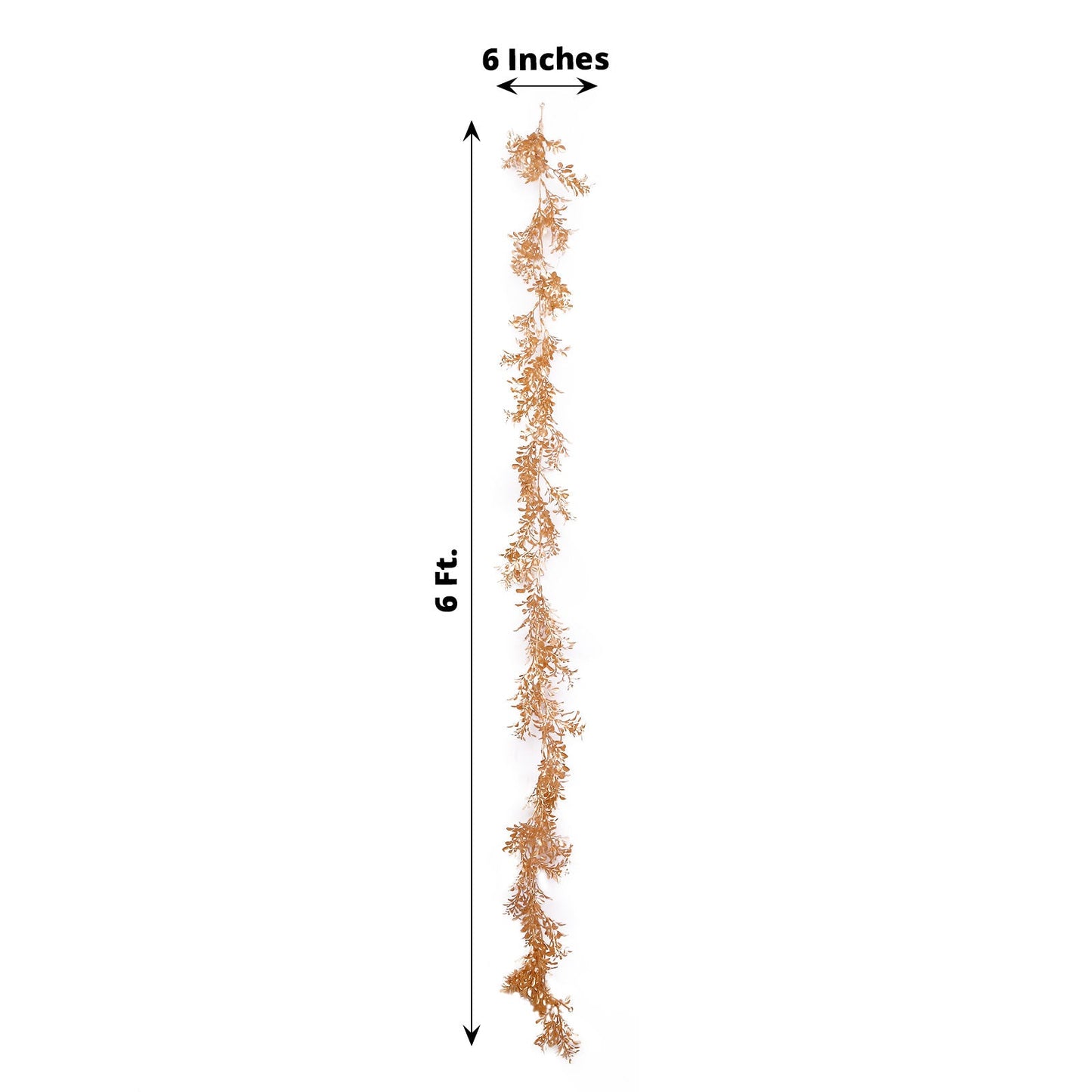 Metallic Gold Artificial Boxwood Leaf Table Garland, Faux Decorative Hanging Vine 6ft