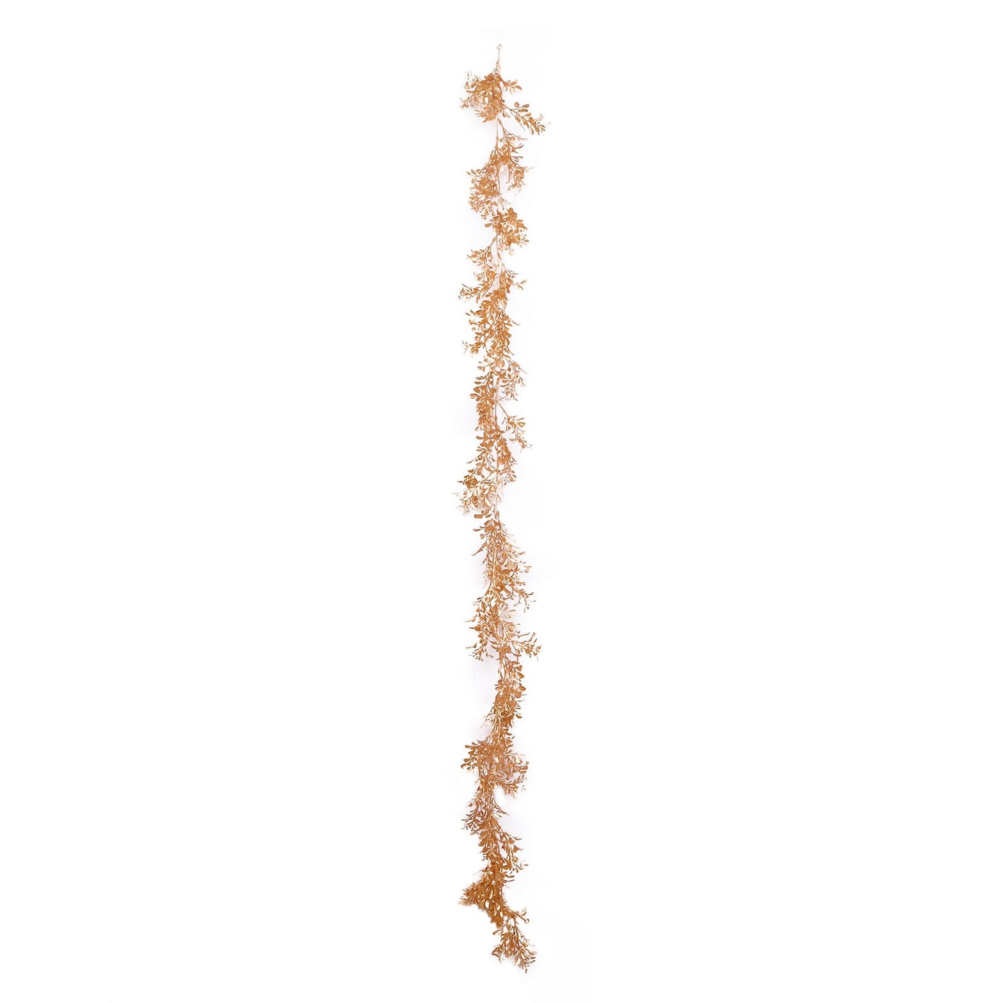 Metallic Gold Artificial Boxwood Leaf Table Garland, Faux Decorative Hanging Vine 6ft