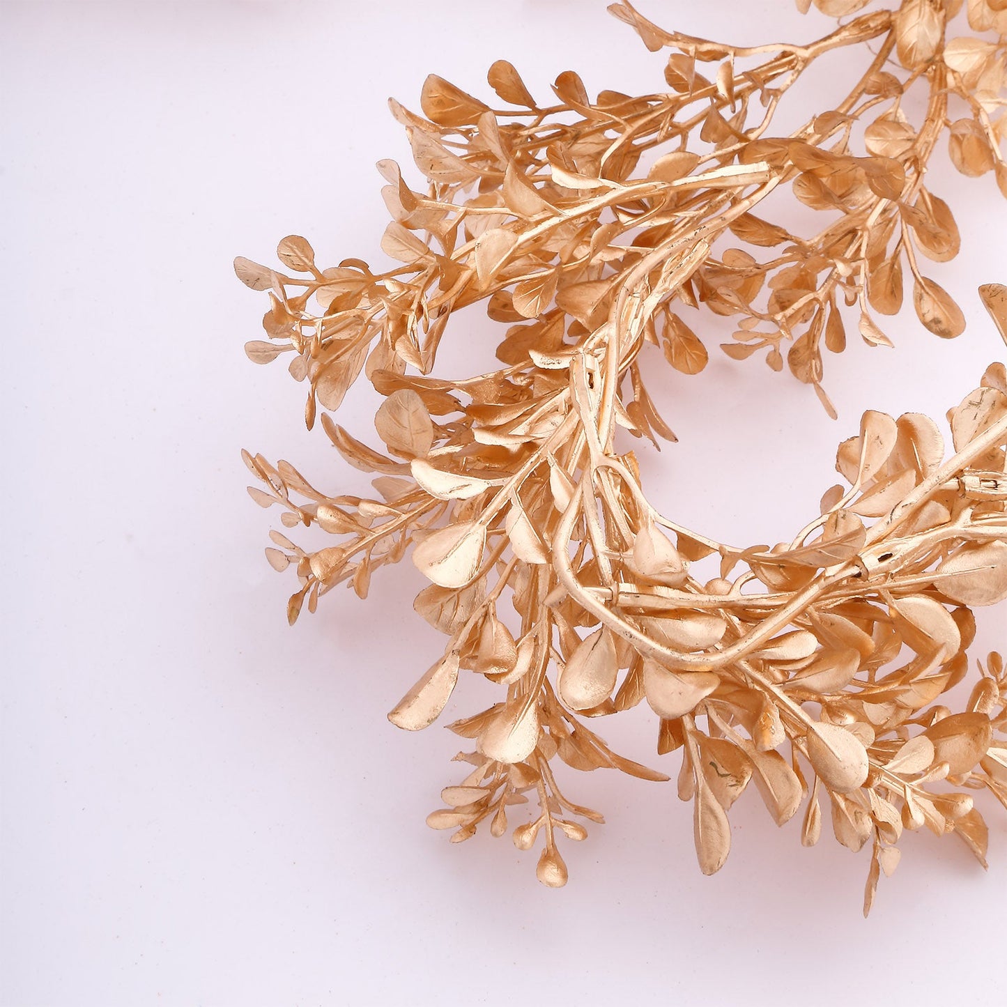 Metallic Gold Artificial Boxwood Leaf Table Garland, Faux Decorative Hanging Vine 6ft