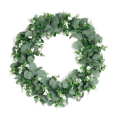 2 Pack White Tip Artificial Eucalyptus Genlisea Leaf Mix Wreaths 21"
