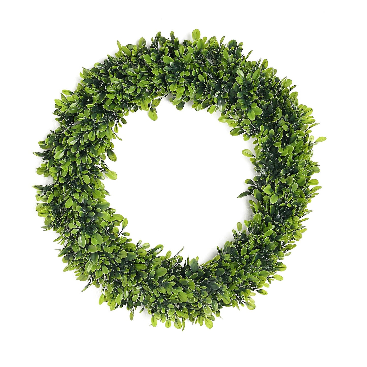 2 Pack Green Artificial Lifelike Boxwood Leaf Spring Wreaths 21"